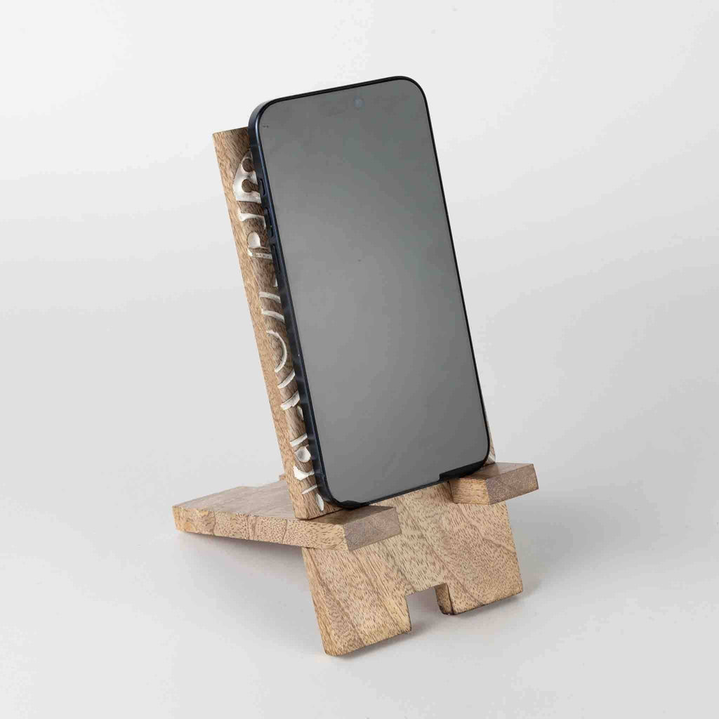 Vasai Mango Wood Phone Stand - Mandala *