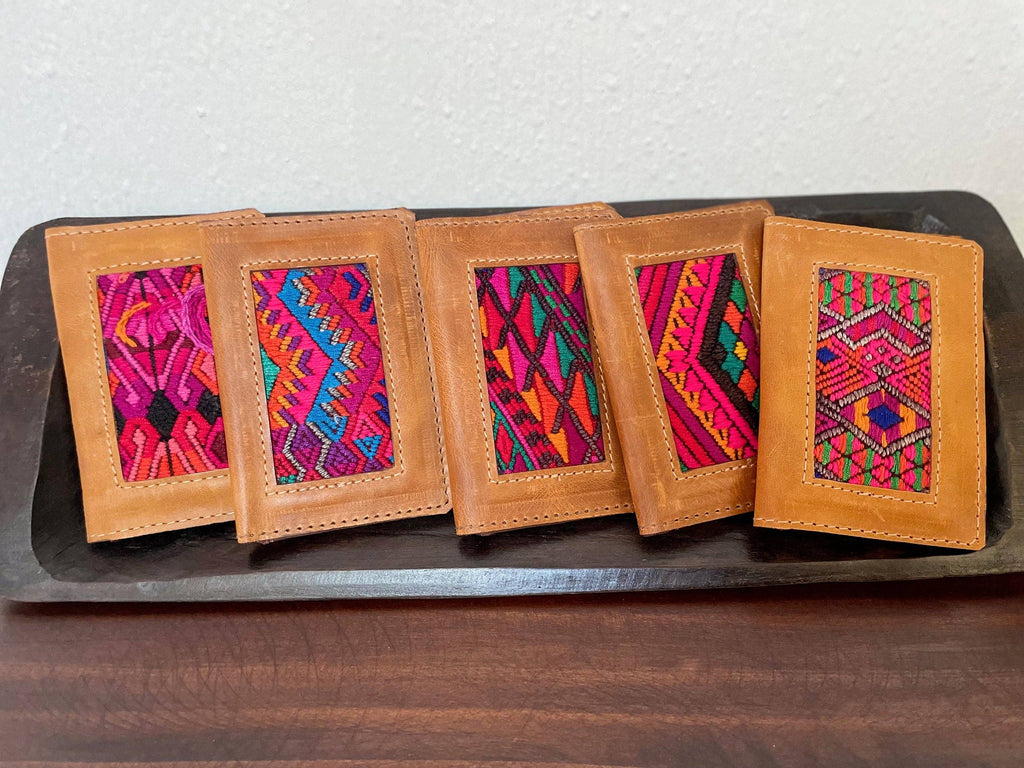 Leather/Huipil Card Holders
