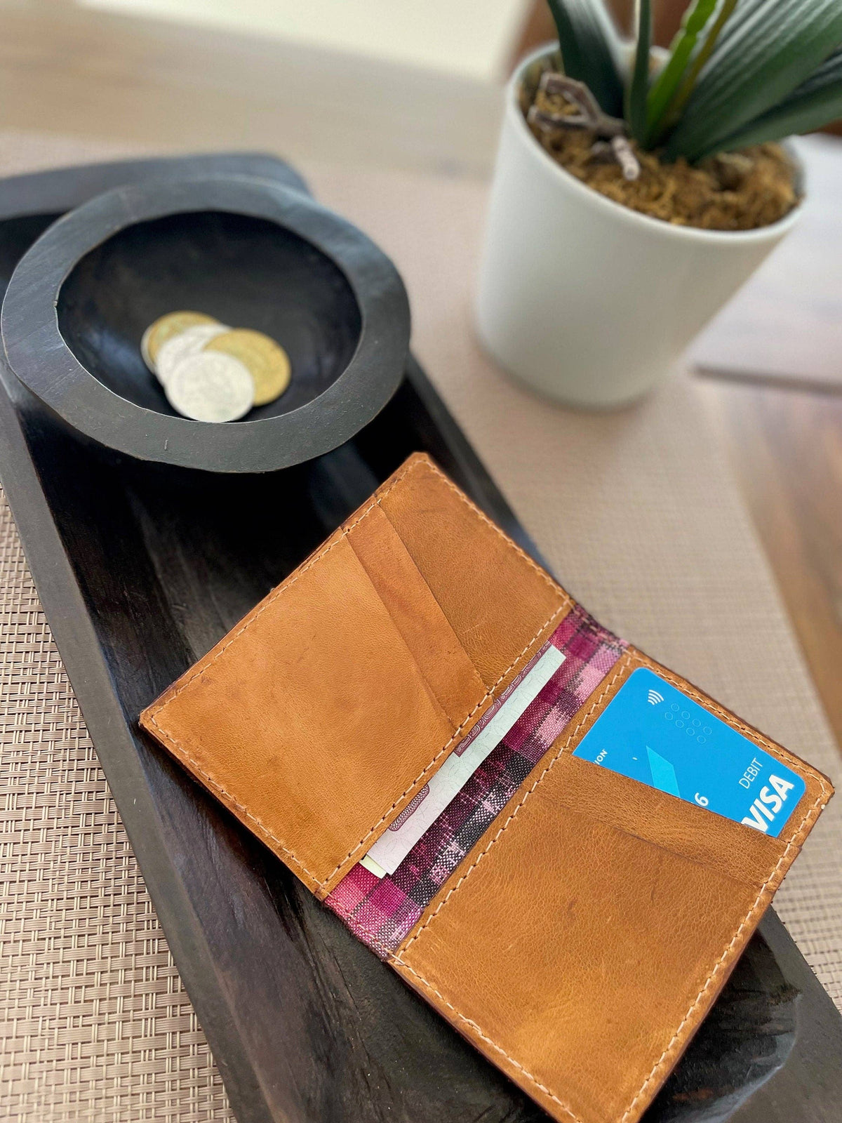 Leather/Huipil Card Holders