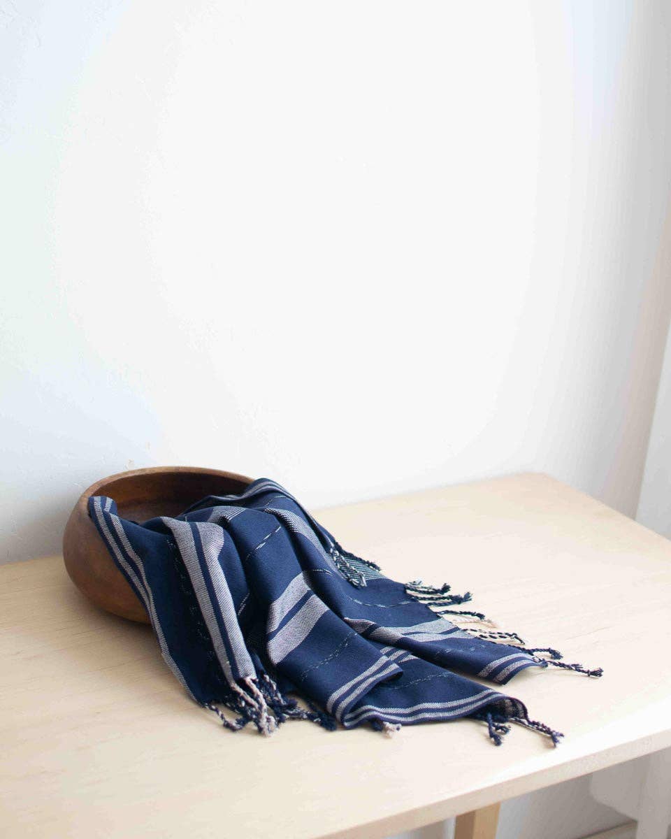 Oversized Woven Hand Towel in Indigo