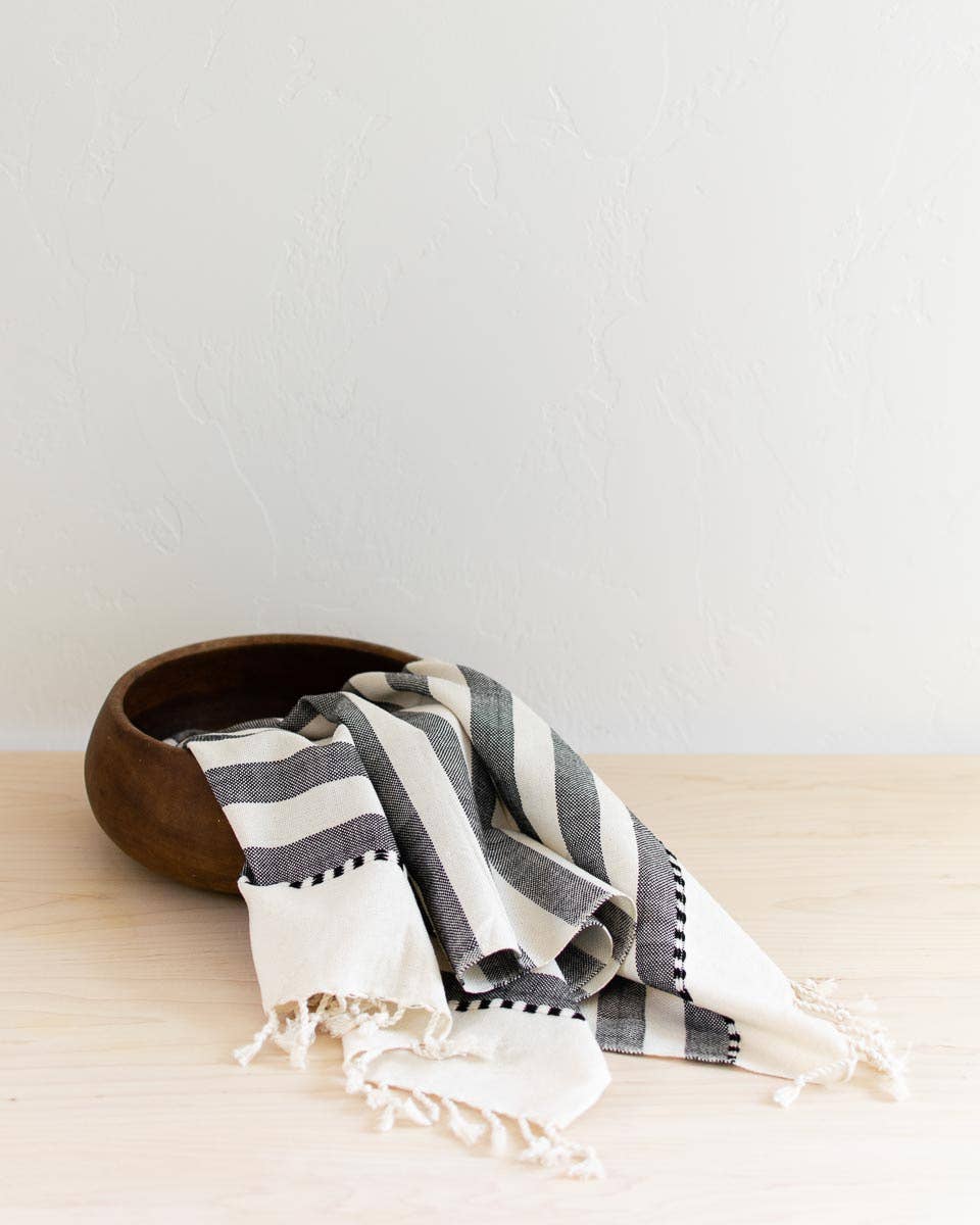 Oversized Woven Hand Towel - Wide Stripes