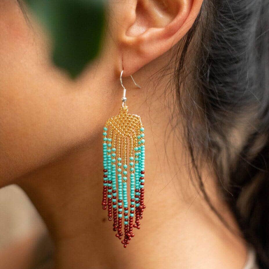 Jade Mist – Native Beaded Earrings in Earthy Jade Tones