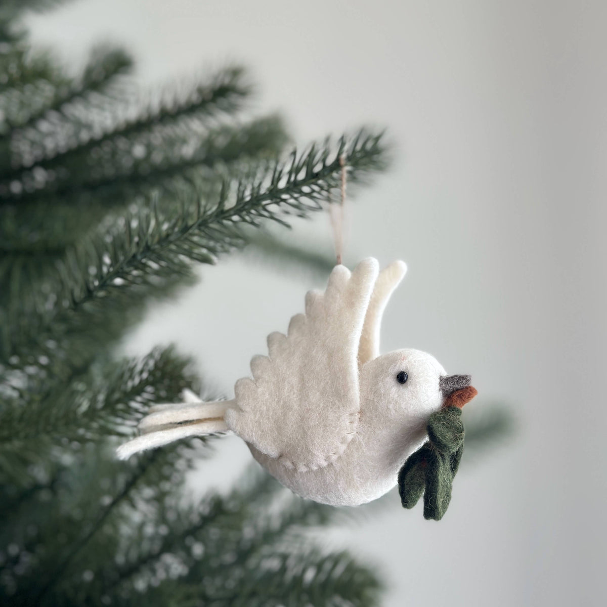Dove with Olive Twig Felt Ornament