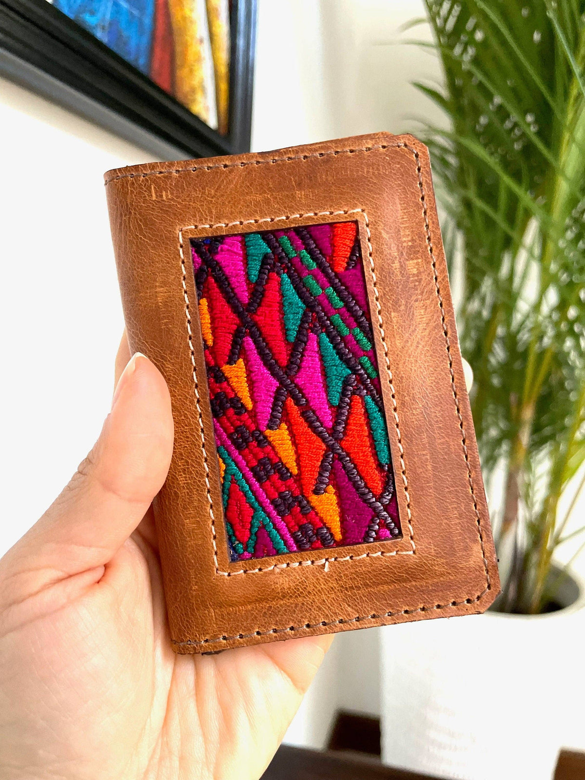 Leather/Huipil Card Holders