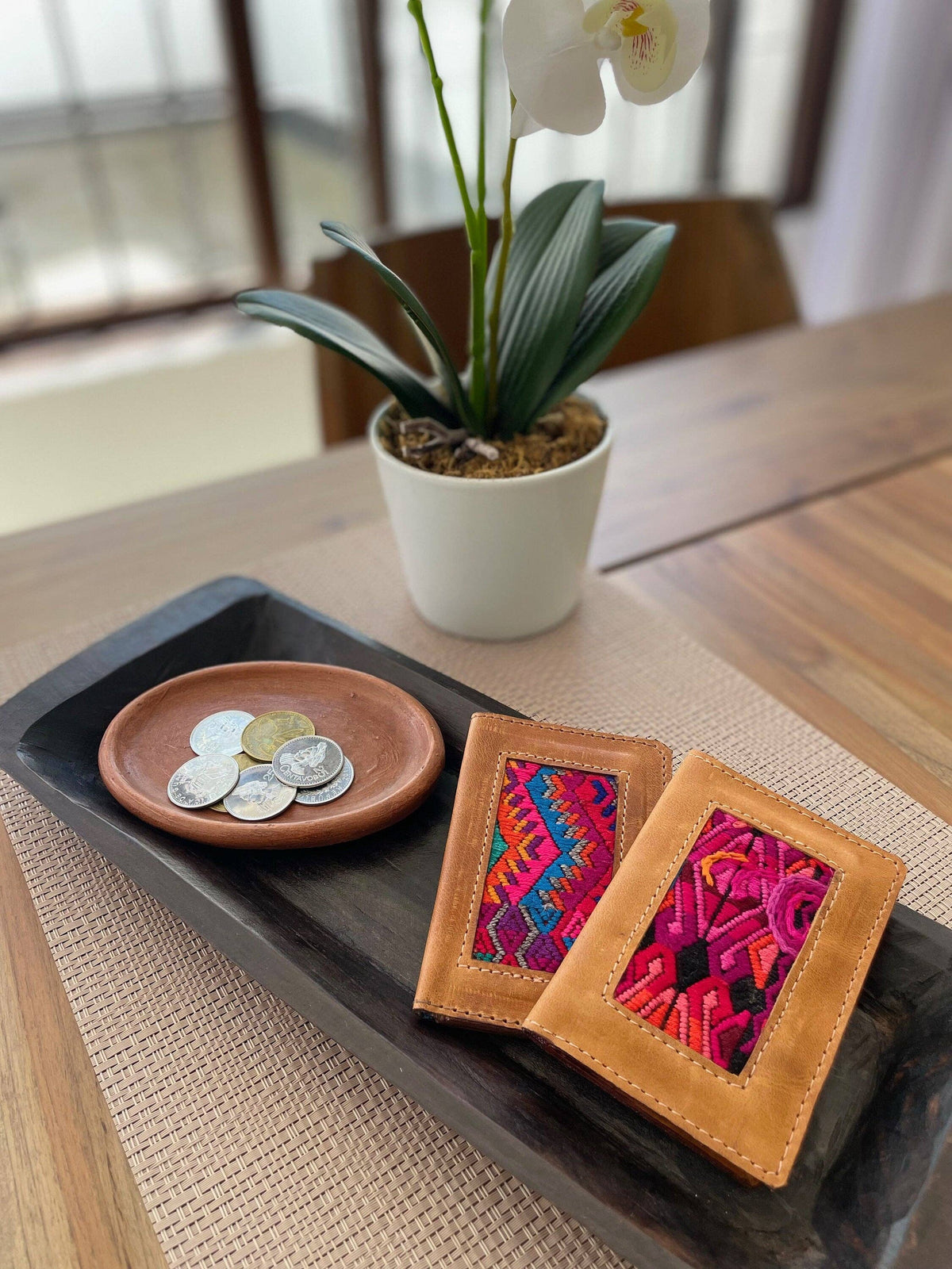 Leather/Huipil Card Holders