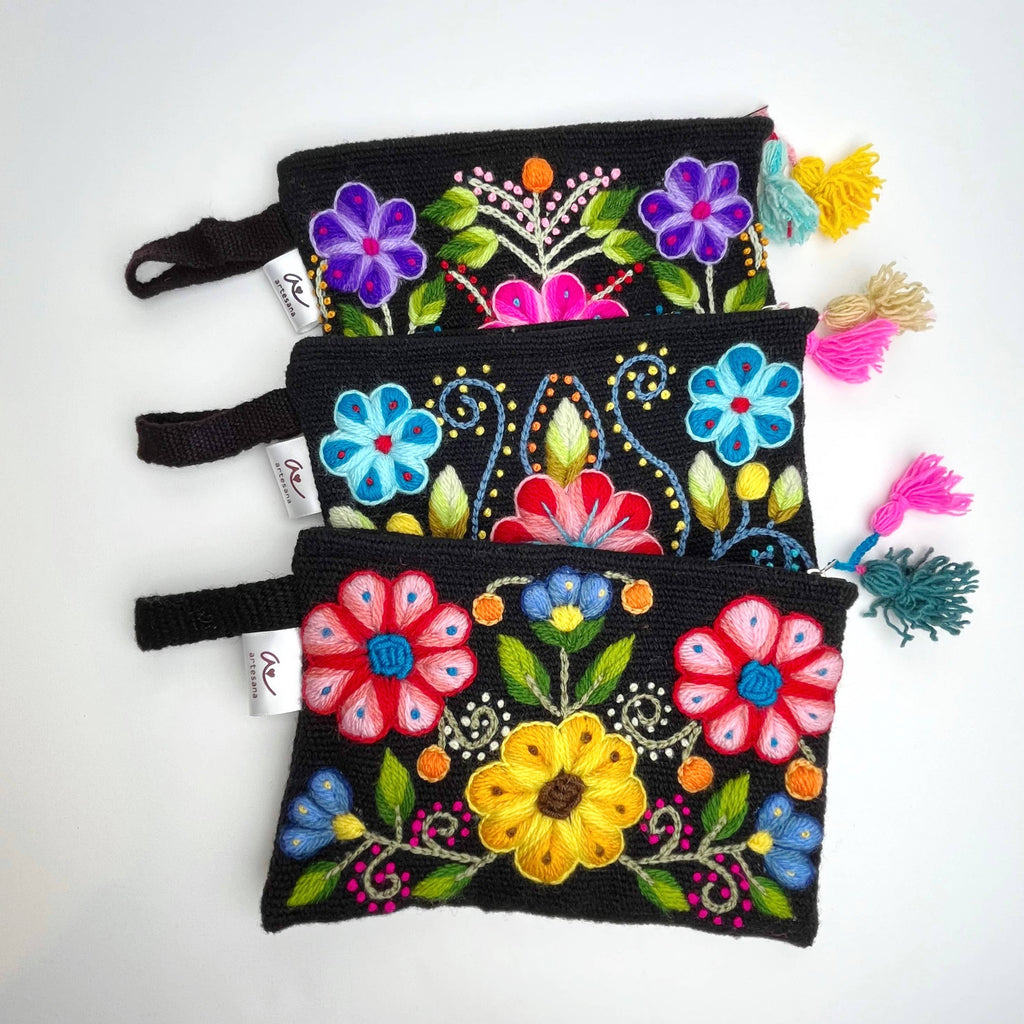 Florencia Hand Embroidered Pouch - Assorted