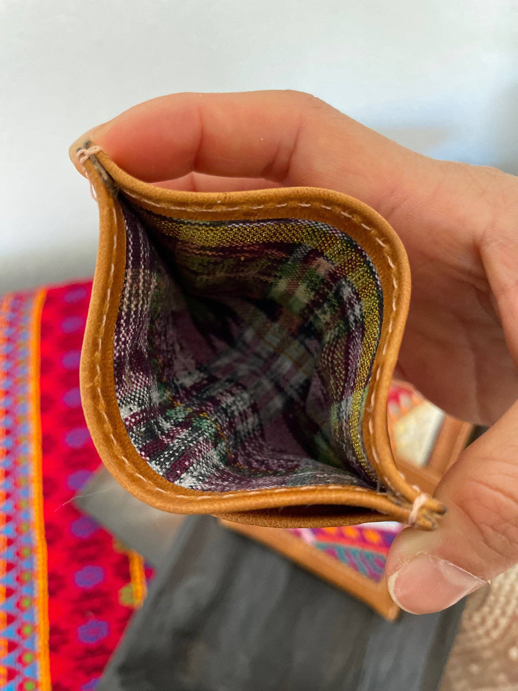 Leather/Huipil Card Holder