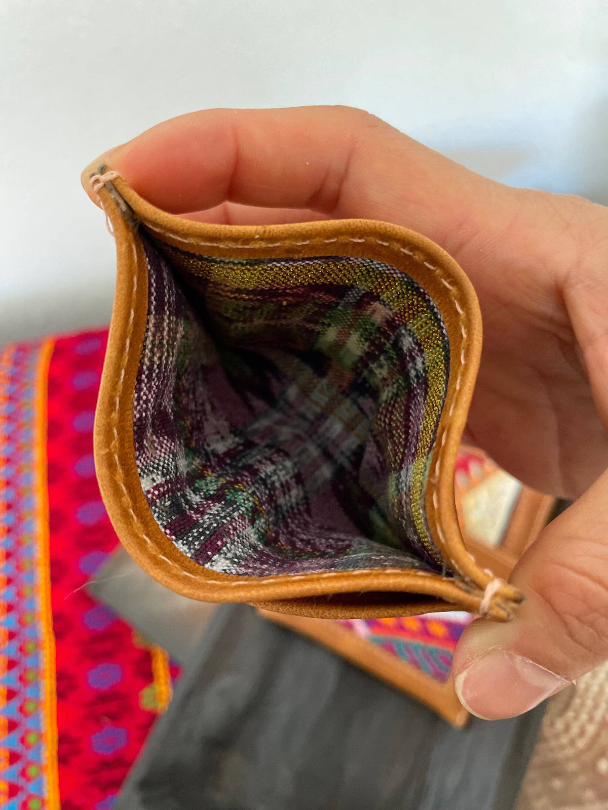 Leather/Huipil Card Holder