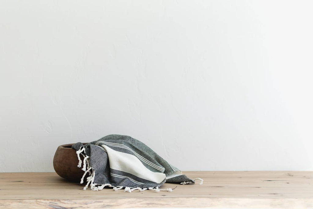 Oversized Woven Hand Towel - Stripes