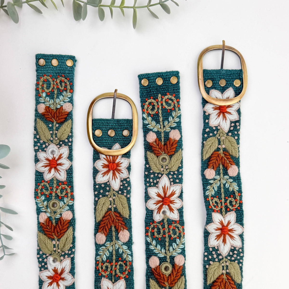 Cardamom Verde Hand Embroidered Belt