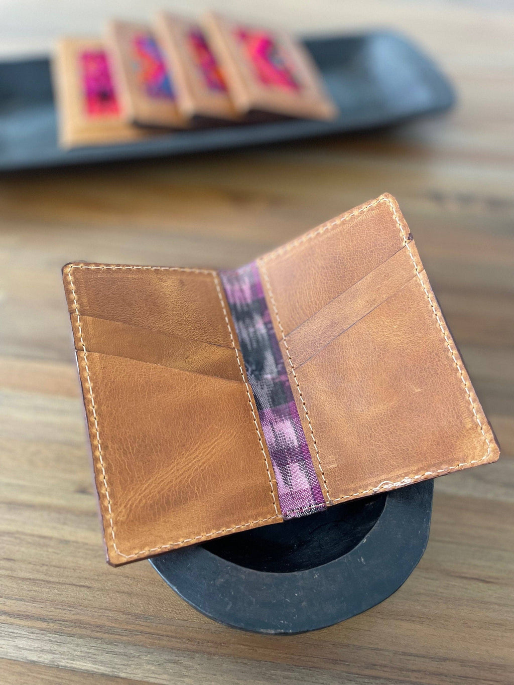 Leather/Huipil Card Holders