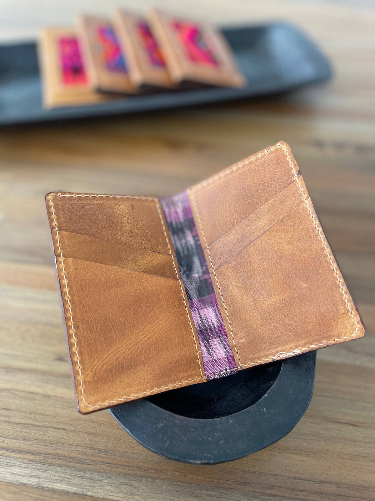 Leather/Huipil Card Holders