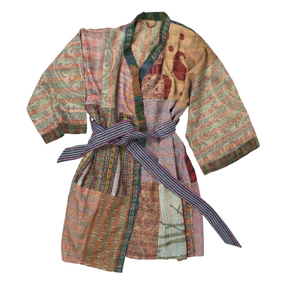 Kantha Stitch Sari Bathrobe