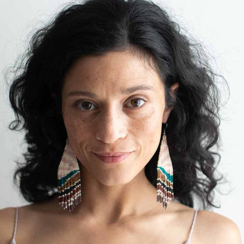 Beaded Fringe Earrings in Puesta del Sol