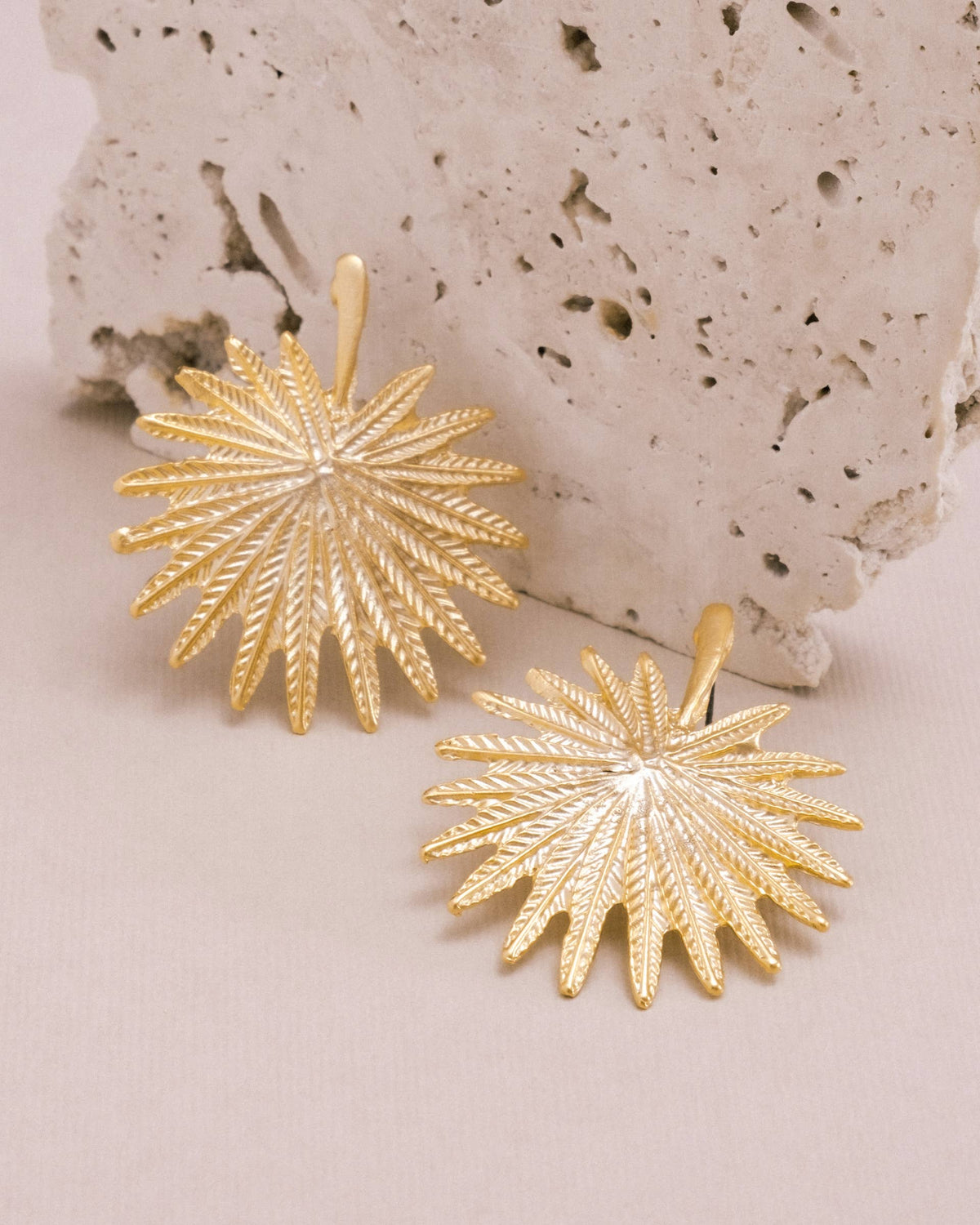 Gold Palm Leaf Drop Earrings