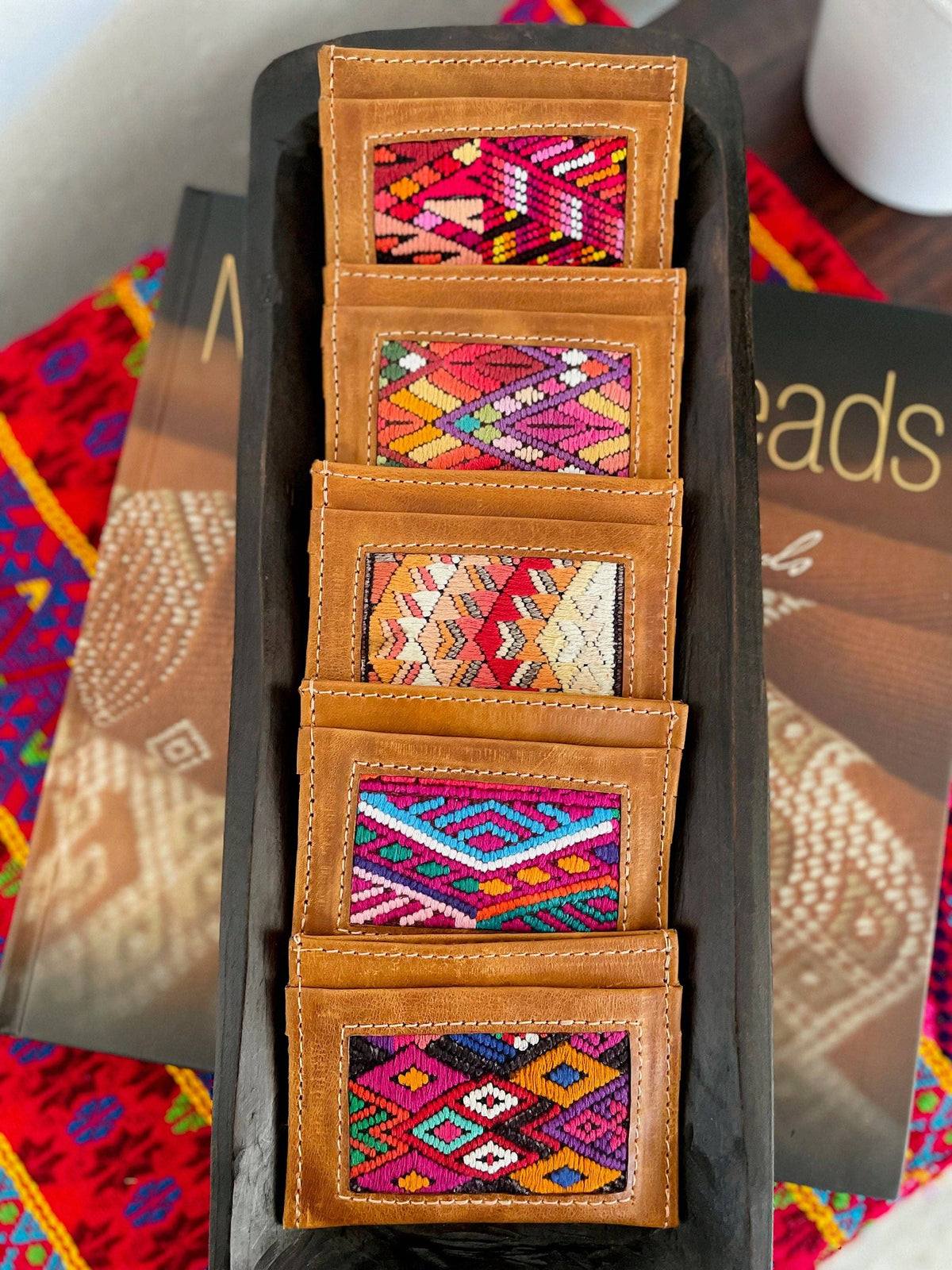 Leather/Huipil Card Holder