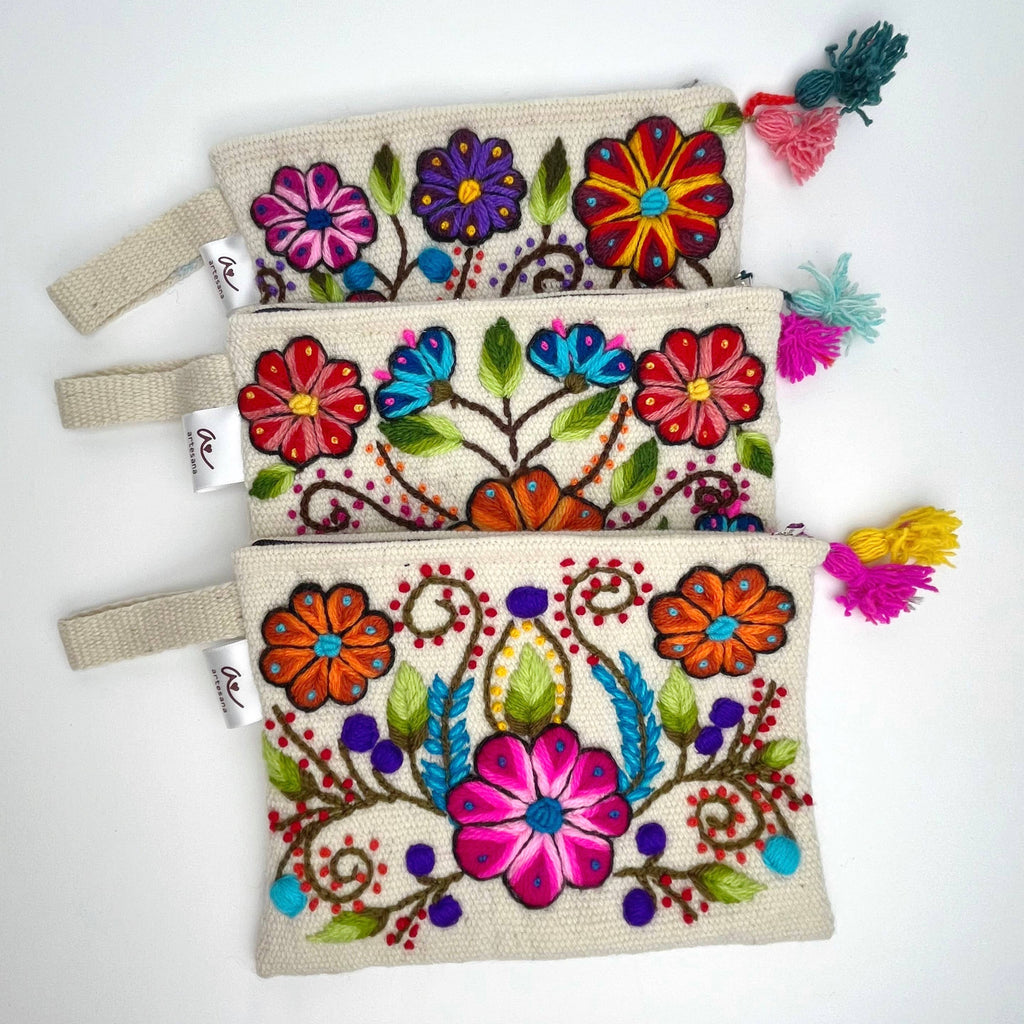 Florencia Hand Embroidered Pouch - Assorted