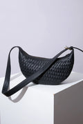 Crescent Sling, Woven Leather Noir