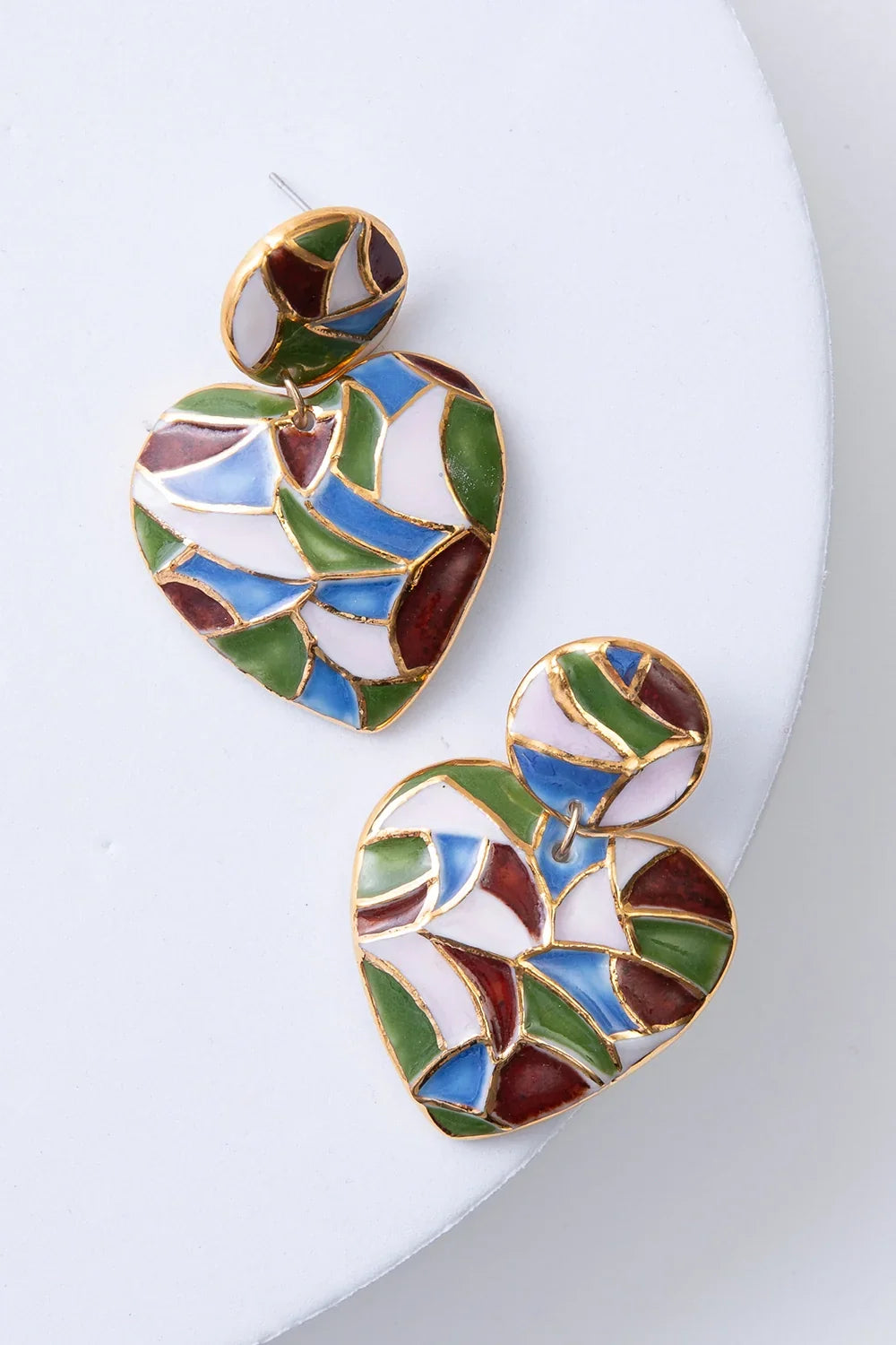 Mosaic Heart Statement Earrings