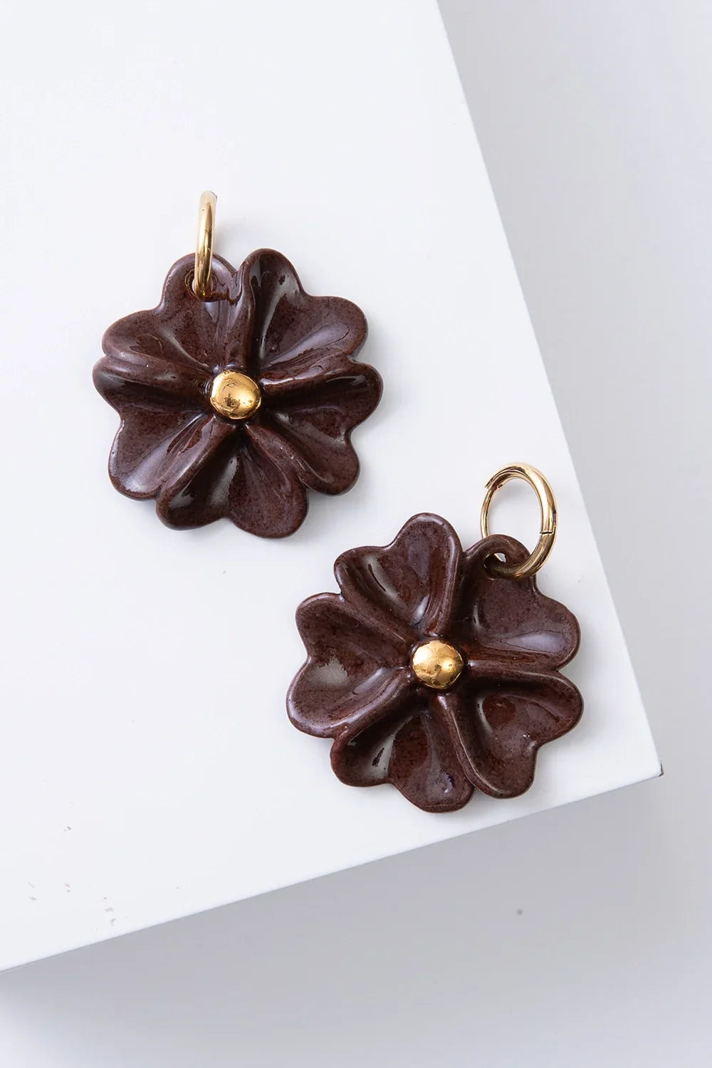 Porcelain Gold Touch Earrings