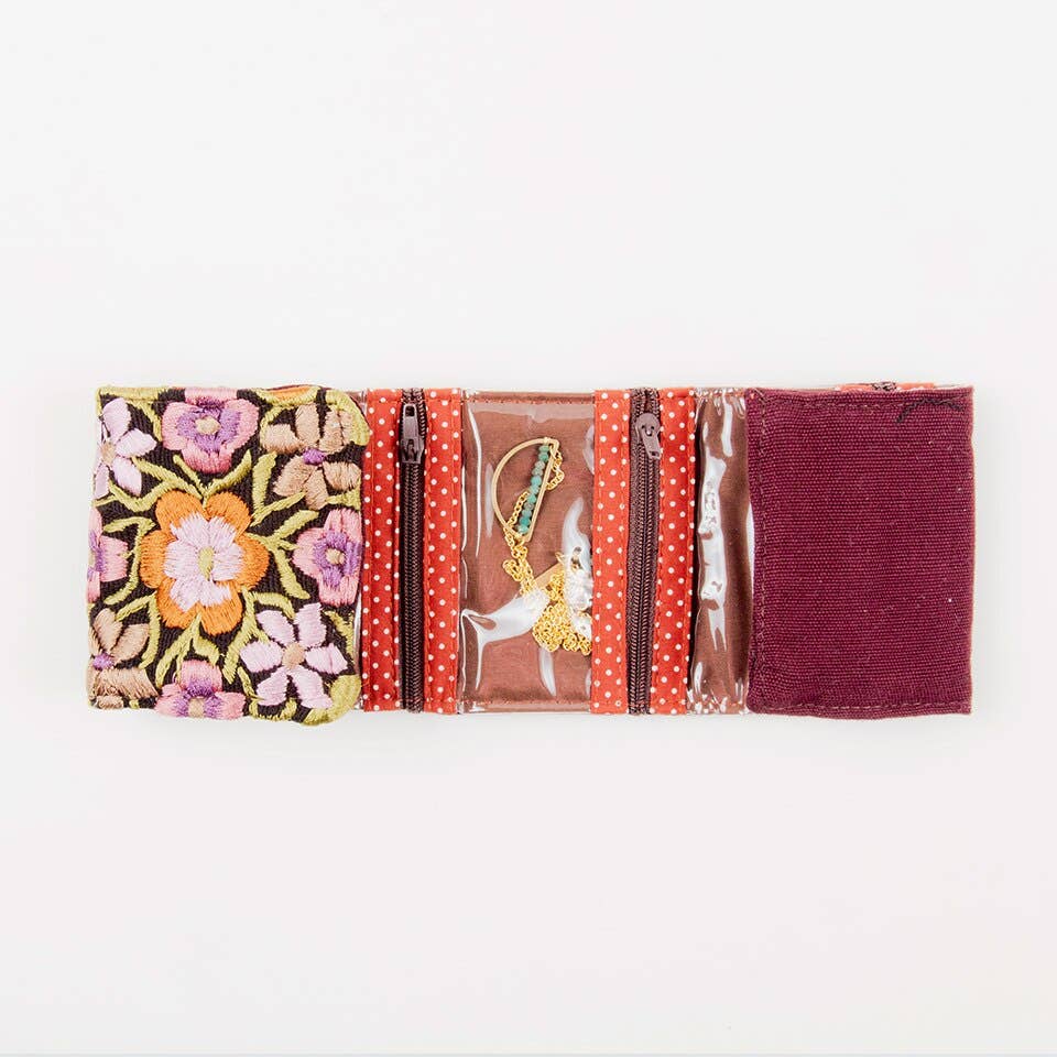 Embroidered Travel Jewelry Case