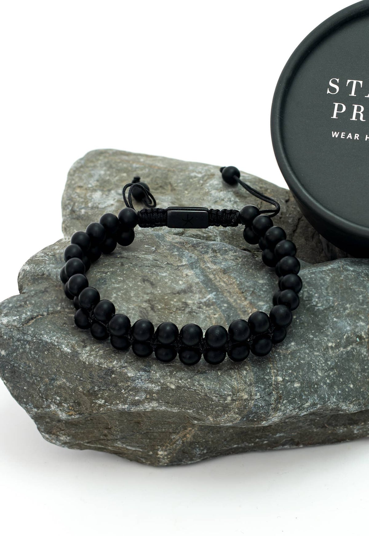 Helix Matte Black Agate Rope Beaded Bracelet