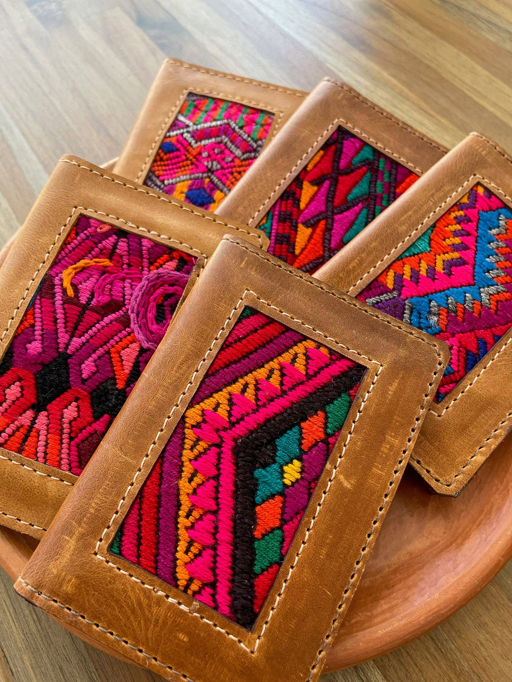 Leather/Huipil Card Holders