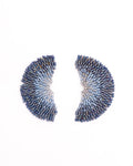 Beaded Handwoven Ginkgo Leaf Stud Earrings (Blue)
