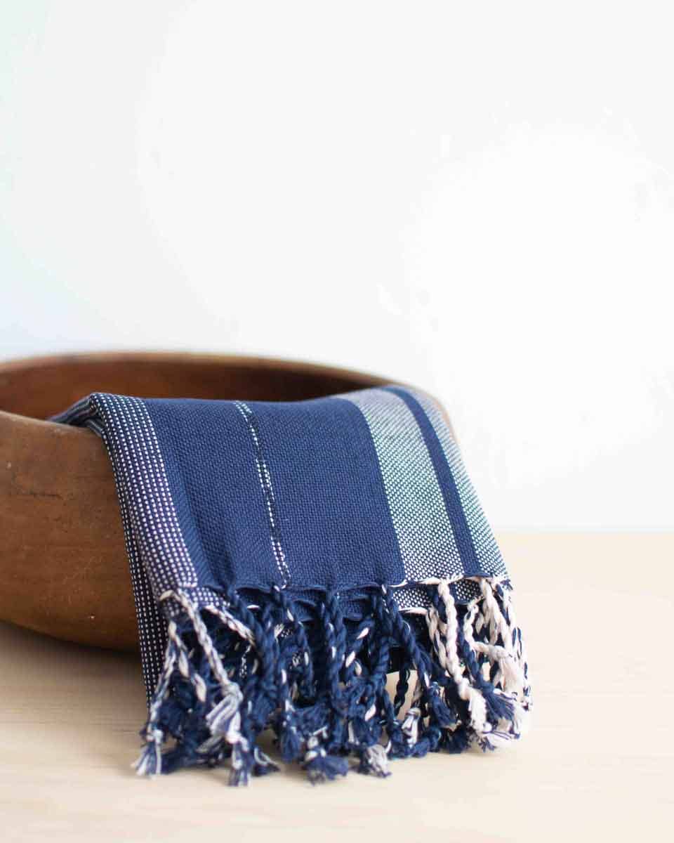 Oversized Woven Hand Towel in Indigo
