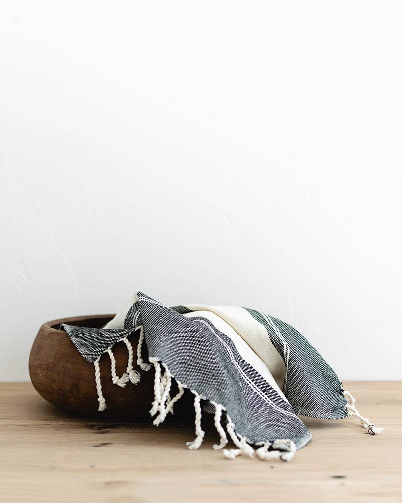Oversized Woven Hand Towel - Stripes