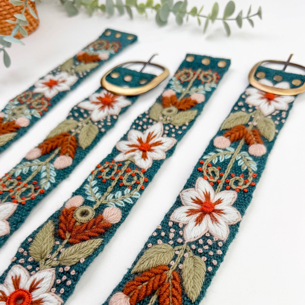 Cardamom Verde Hand Embroidered Belt