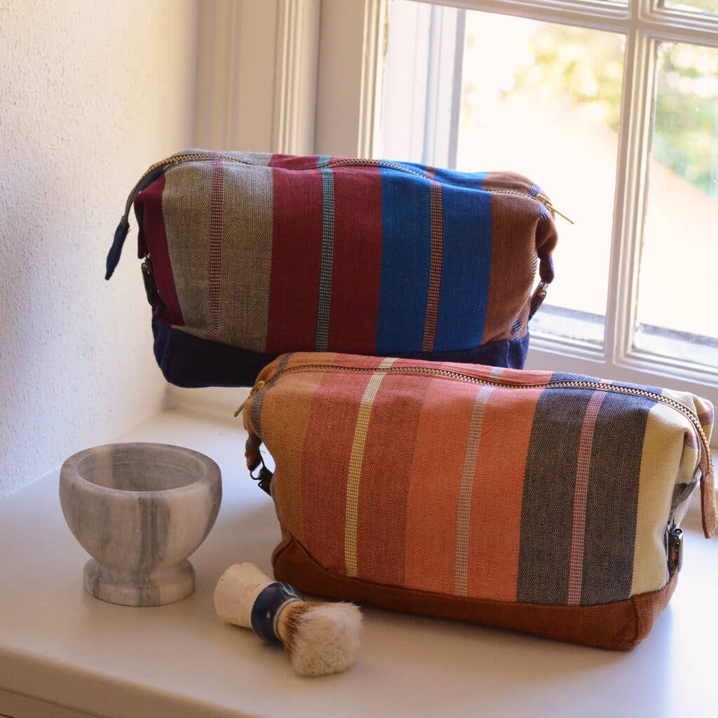 Hand Woven Bright Striped Toiletry Bags