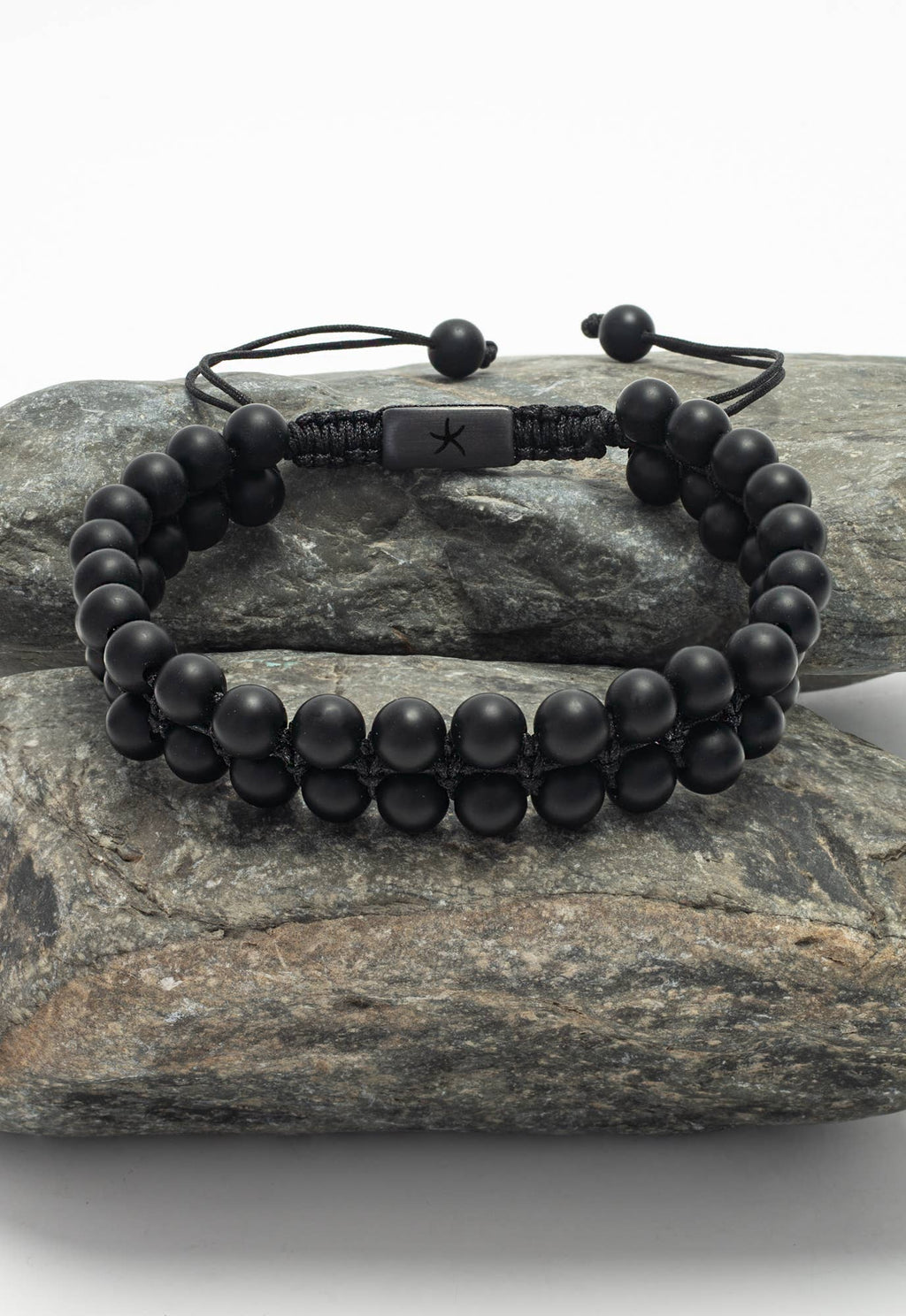 Helix Matte Black Agate Rope Beaded Bracelet