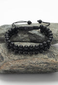 Helix Matte Black Agate Rope Beaded Bracelet