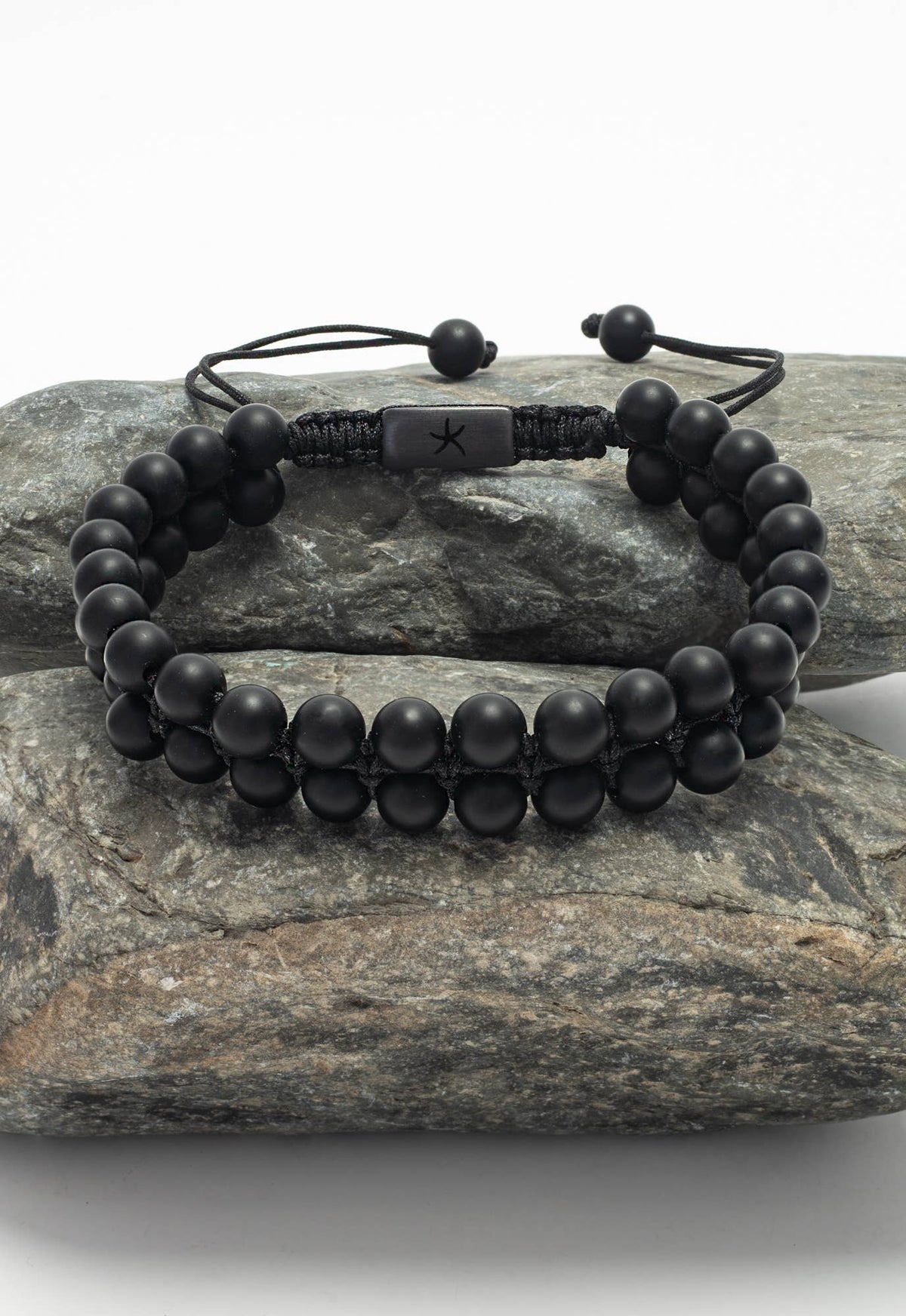 Helix Matte Black Agate Rope Beaded Bracelet