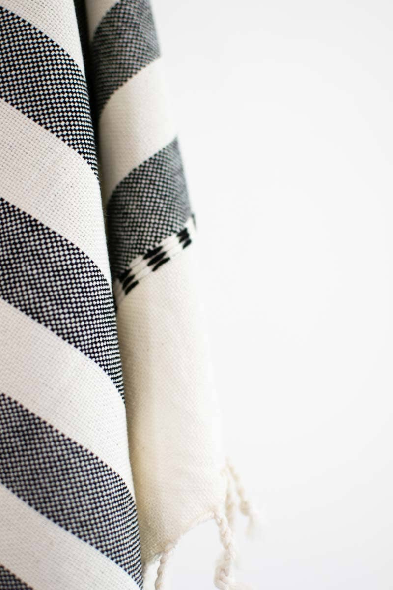 Oversized Woven Hand Towel - Wide Stripes