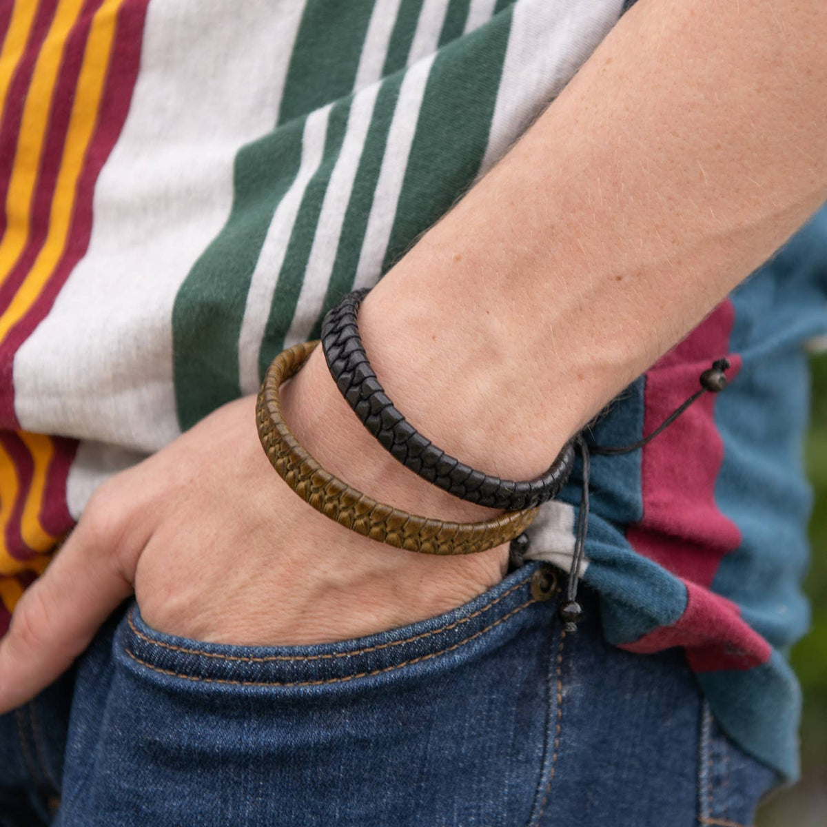 Large Braided Leather Bracelets