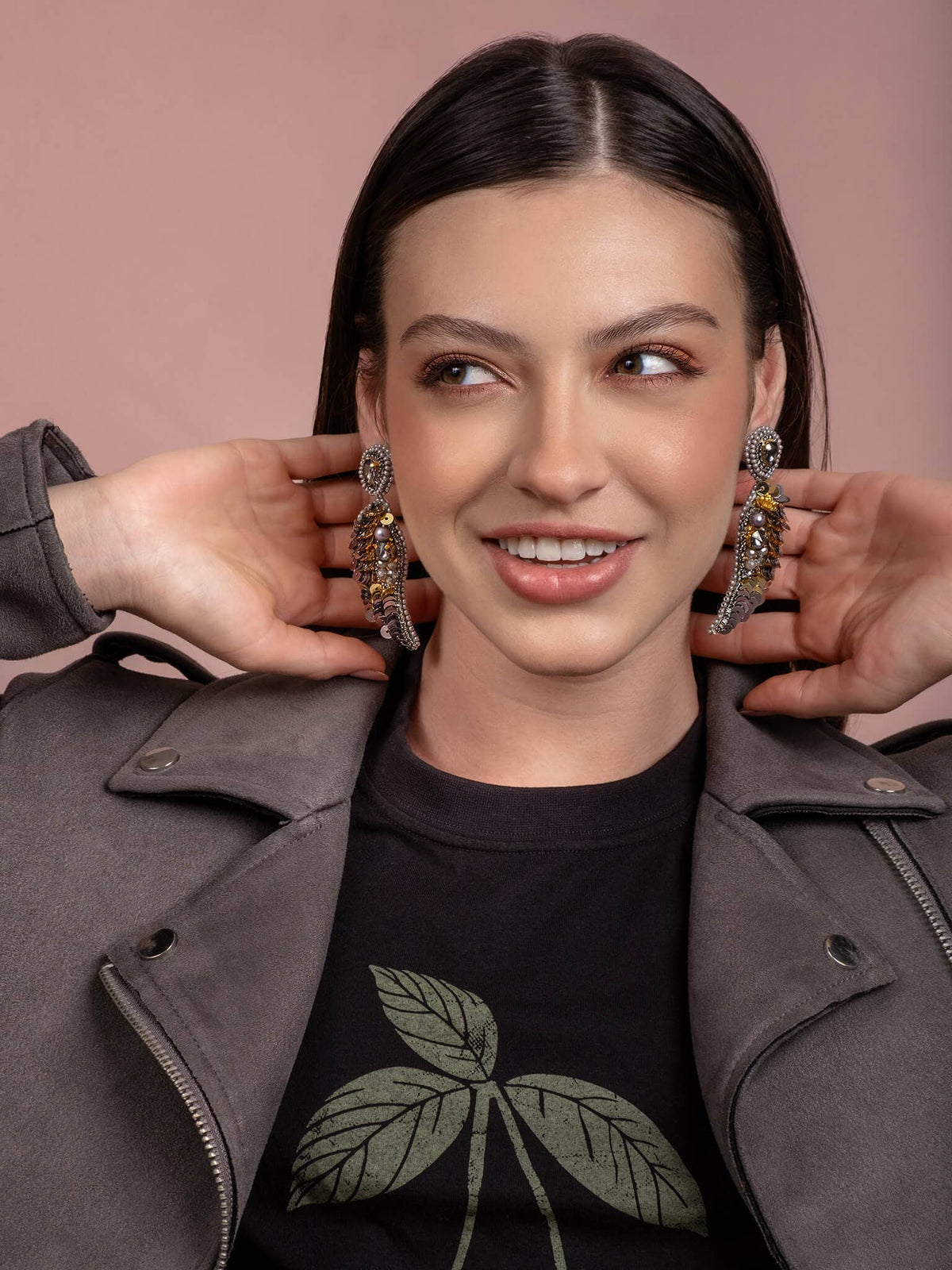 Embroidered Ala Drop Earrings (Sky Blue/Wine)