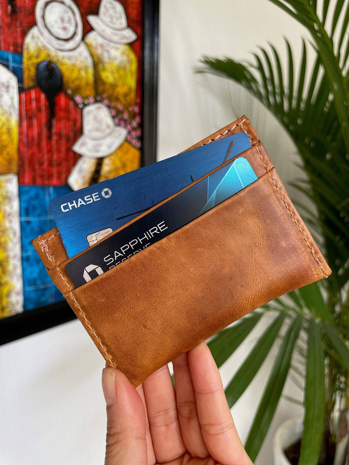 Leather/Huipil Card Holder