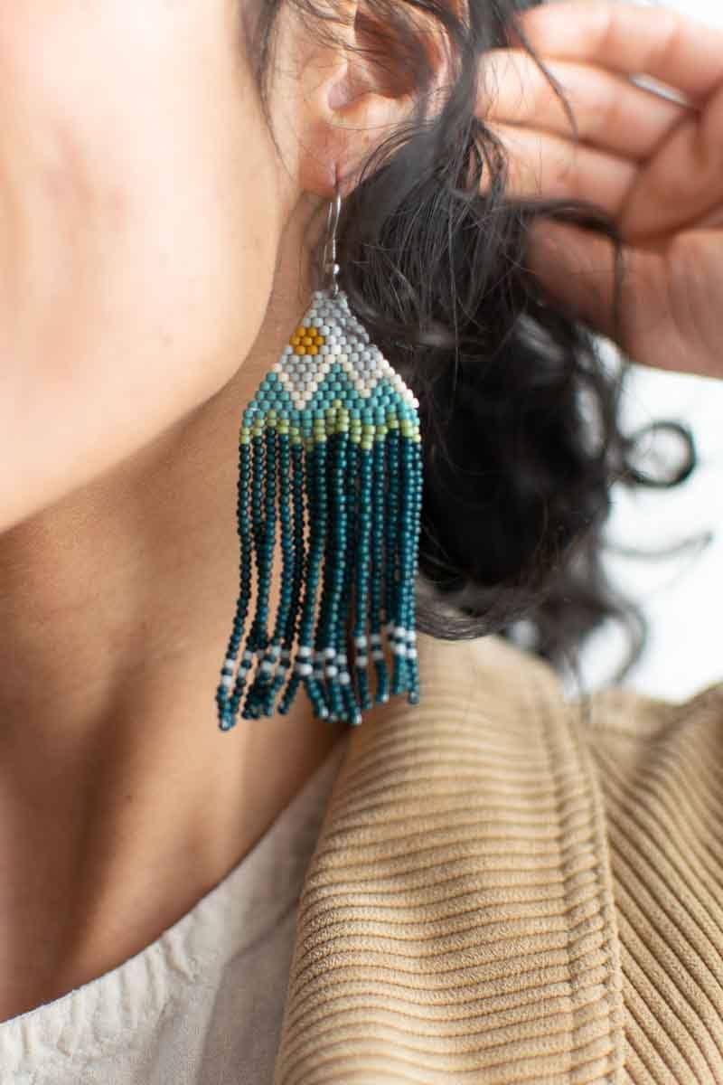 Beaded Fringe Earrings in Montaña